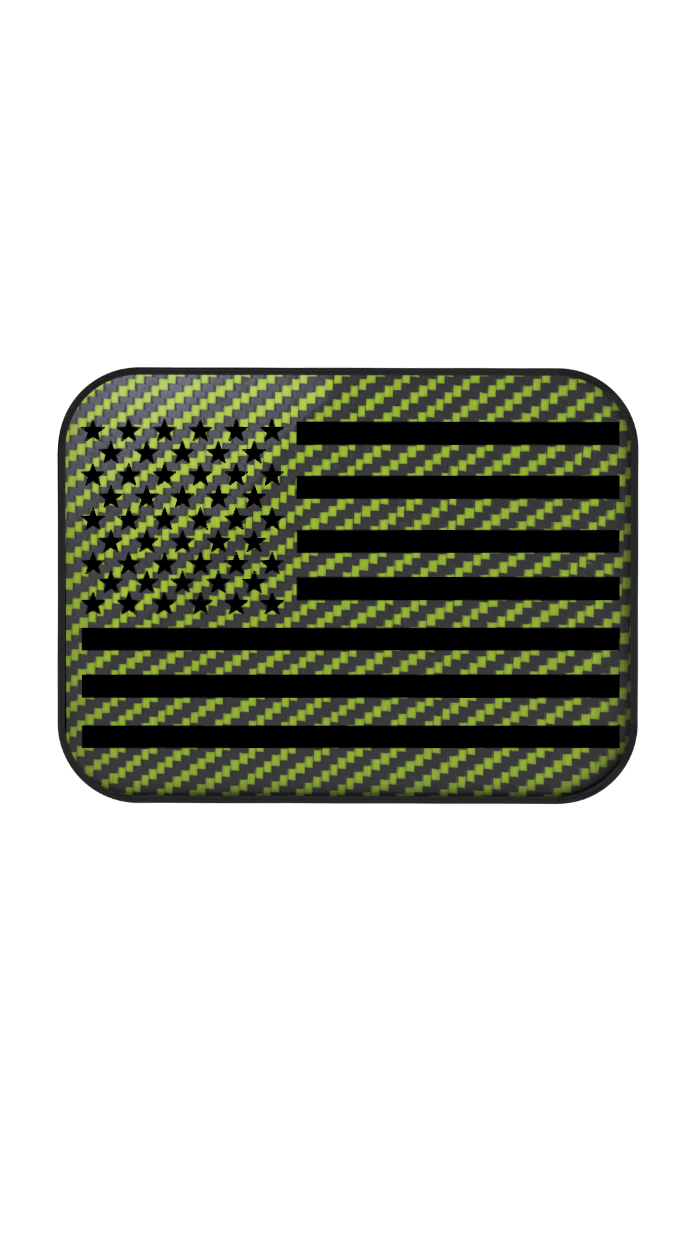 Xtend motorcycle foot pegs - Interchangeable Face Plate - USA Flag -  Bright lime and Black style