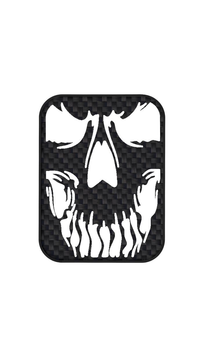 Xtend motorcycle foot pegs - Interchangeable Face Plate - Skull -  Black carbon and White style