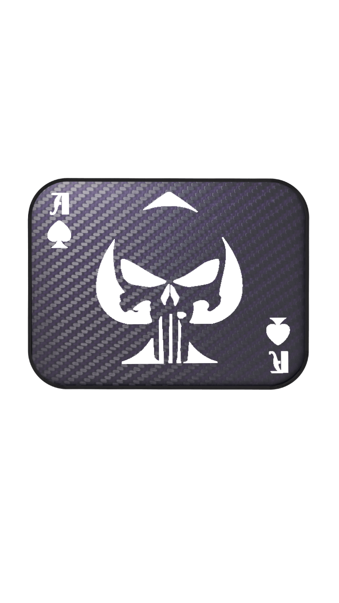 Xtend motorcycle foot pegs - Interchangeable Face Plate - Ace of Spades -  Dark purple and White style