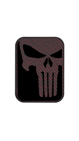 Xtend motorcycle foot pegs - Interchangeable Face Plate - The Punisher -  Red spectrum and Black style